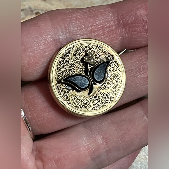 Victorian Gold-Filled Or Gold Shell Mourning Brooch/Pin - Picture 11 of 13